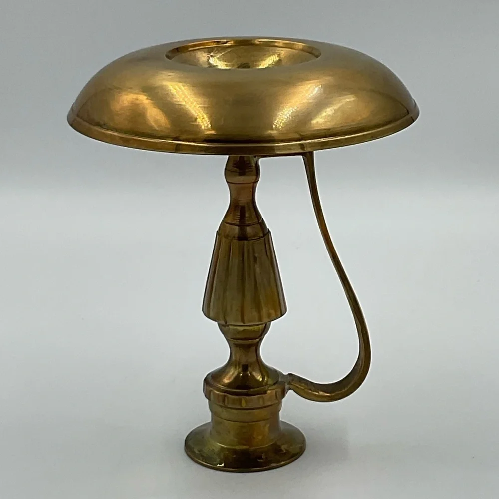 Vintage MCM Brass Candlestick Holder with Drip Tray